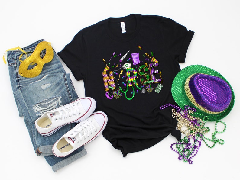 Mardi Gras Nurse Shirt, Mardi Gras Nurse, Mardi Gras Shirt, Leopard Shirt, Mardi Grass Festival Shirt, Mardi Carnival Shirt - Image 2