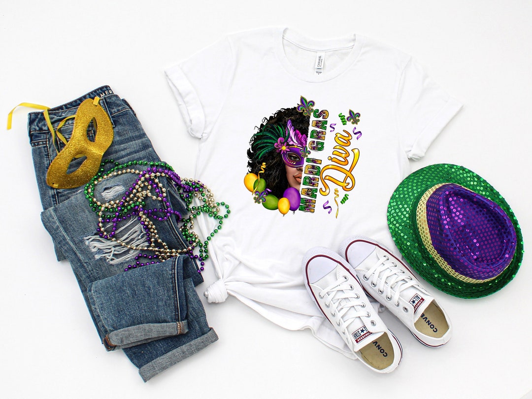 Mardi Gras Party Shirt, Mardi Afro Shirt, Diva Shirt, Fat Tuesday Shirt, Saints New Orleans Shirt