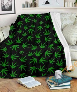 Marijuana Leaf Pattern Sherpa Fleece Blanket Gifts for Family, for Couple