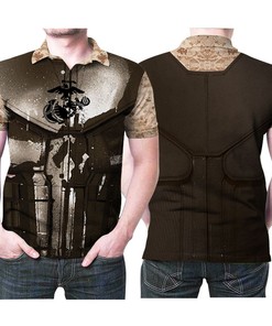 Marine Punisher Skull Armour Gift For Veteran Soldier Warrior Fans Veteran Soldier Warrior Lovers Polo Shirt All Over Print Shirt 3d T-shirt