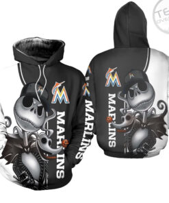 Marlins Jack Skellington And Zero 3D Hoodie