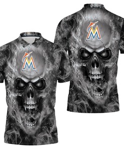 Marlins Mlb Fans Skull Polo Shirt All Over Print Shirt 3d T-shirt