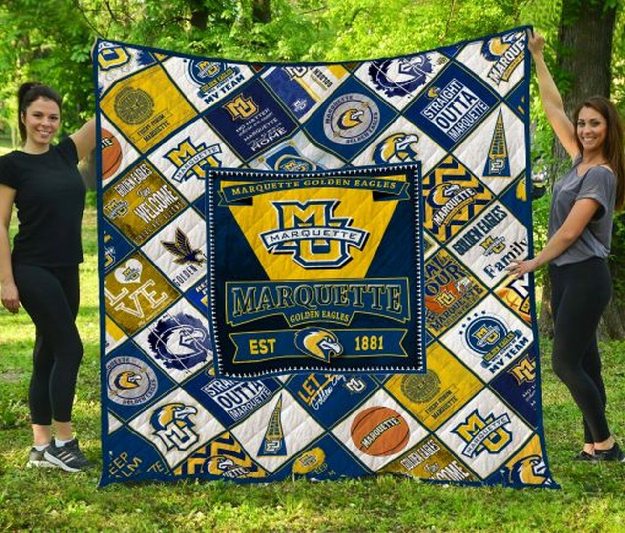 Marquette Golden Eagles Ncaa Quilt Blanket Bedding Set