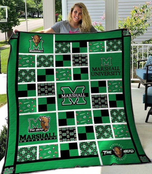 Marshall University Thundering Herd Ncaa Quilt Blanket Bedding Set