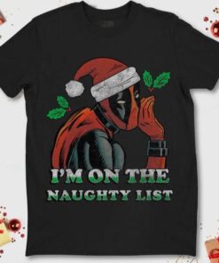 Marvel Deadpool Santa Secret Naughty List Christmas Xmas T-Shirt