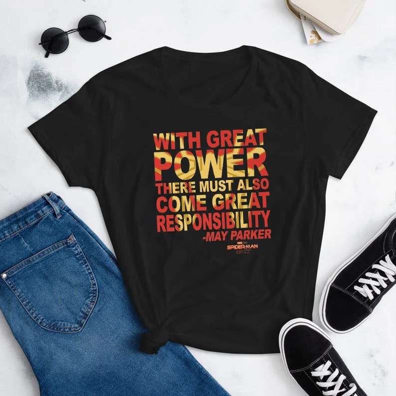 Marvel Spider-Man No Way Home Great Responsibility Quote T-Shirt