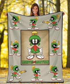 Marvin The Martian Cartoon Bedding Sherpa Fleece Blanket Gifts for Family, for Couple