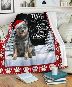 May Your Day Be Merry Heeler Dog Sherpa Fleece Blanket Gifts for Family, for Couple