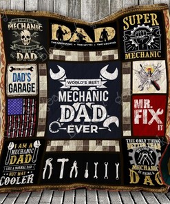 Mechanic Dad Quilt Blanket Bedding Set for Home Décor