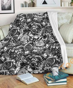 Mechanic Elements Sherpa Fleece Blanket Gifts for Family, for Couple