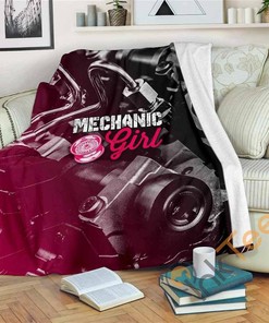 Mechanic Girl Sherpa Fleece Blanket Gifts for Family, for Couple
