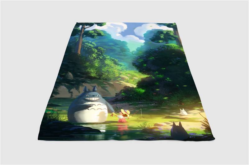 Mei And Totoro Sherpa Fleece Blanket Gifts for Family, for Couple
