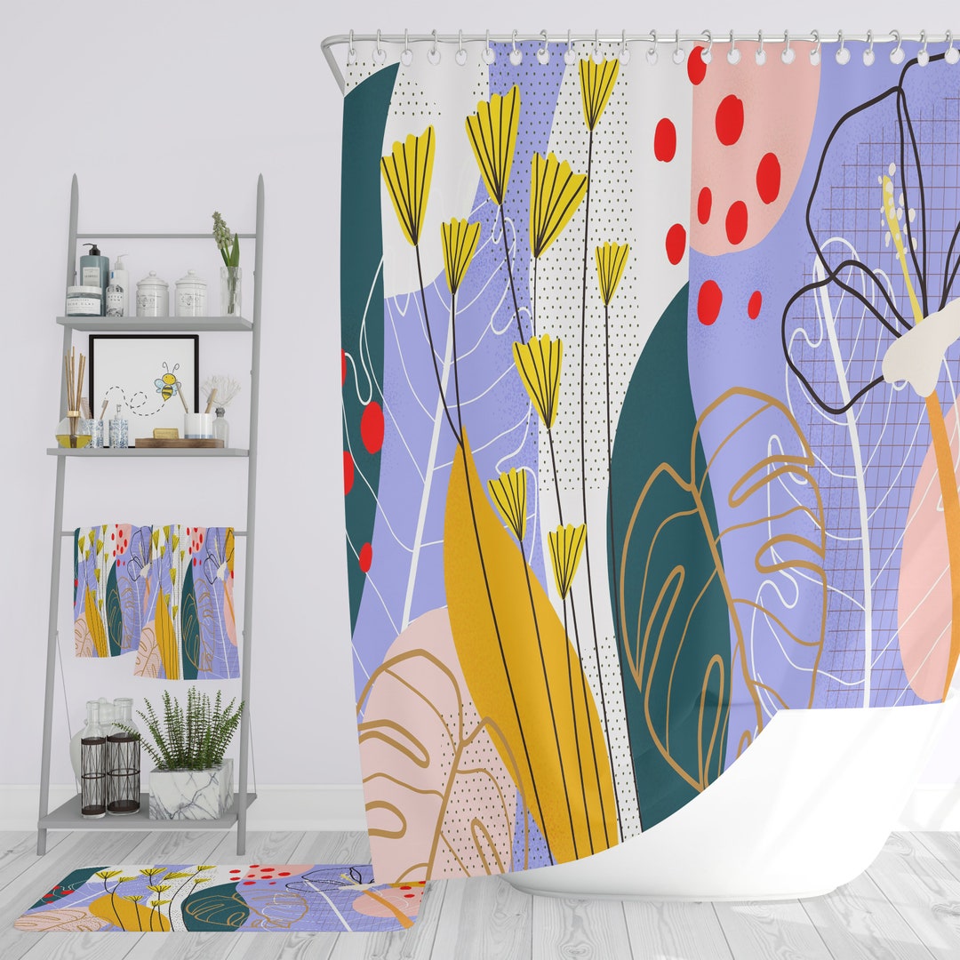 Memphis Abstract Shower Curtain Bath Towels Options