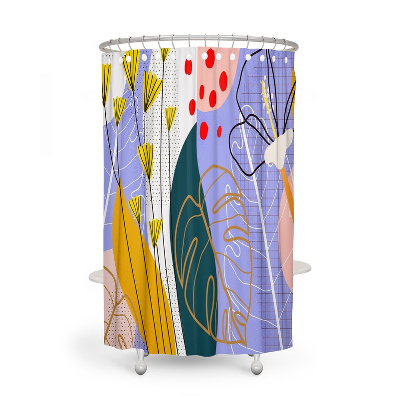 Memphis Abstract Shower Curtain Bath Towels Options - Image 2
