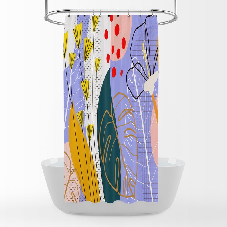 Memphis Abstract Shower Curtain Bath Towels Options - Image 3