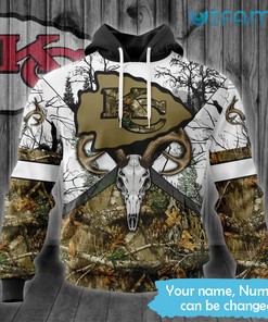 Men’s KC Chiefs Hoodie 3D Deer Skull Forest Pattern Custom Kansas City Chiefs Gift
