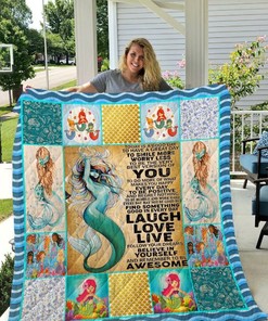Mermaid Believe In Yourself And Remember To Be Awesome Great Quilt Blanket Bedding Set