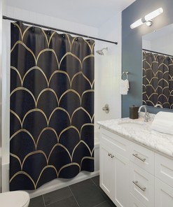 Mermaid Fish Scale Blue Shower Curtain, Ocean Theme Shower Curtain, Beach House Bathroom, Modern Coastal Bathroom Blue Shower Curtain