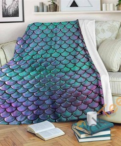 Mermaid Scales Sherpa Fleece Blanket Gifts for Family, for Couple