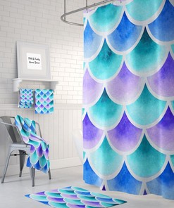 Mermaid Scales Shower Curtain, Purple and Teal Mermaid Bathroom Decor