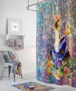 Mermaid Shower Curtain, Bath Towels, Bath Mat, Sparkling Ocean