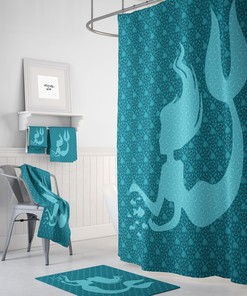 Mermaid Shower Curtain, Green Mermaid Decor, Bathroom Decor