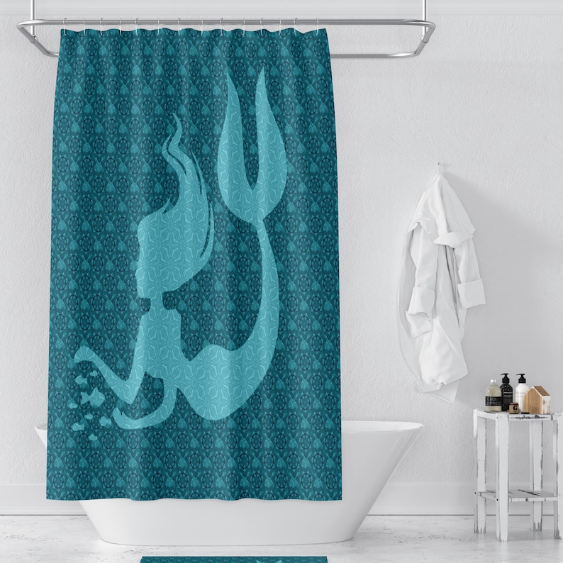 Mermaid Shower Curtain, Green Mermaid Decor, Bathroom Decor - Image 2