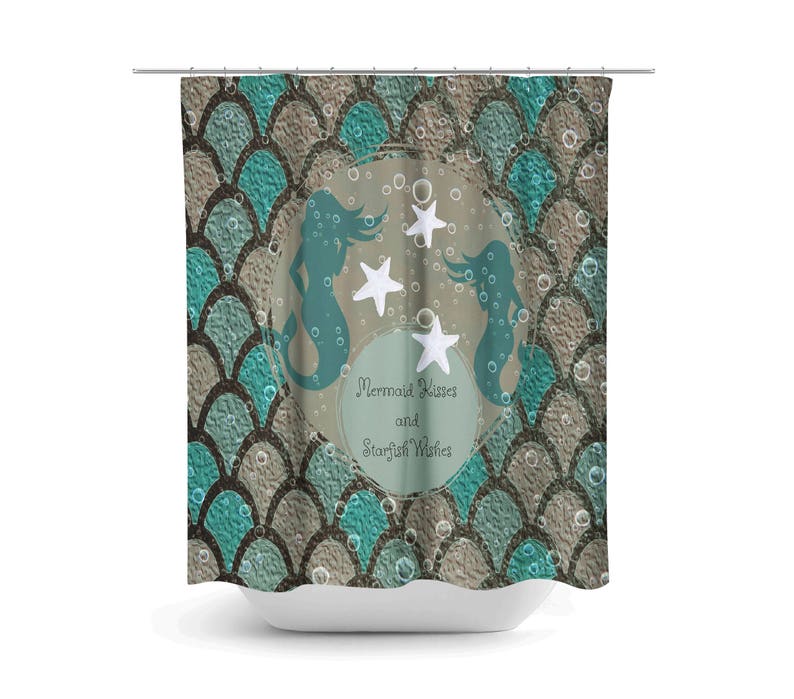 Mermaid Shower Curtain, Mermaid Theme Bathroom Decor - Image 2