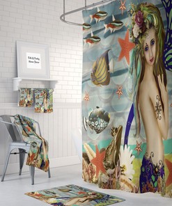 Mermaid Shower Curtain, Mermaid Towels, Mermaid Bath, Katie A Mermaid Art, Mermaid Decor, Mermaid Bathrooms