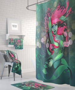 Mermaid Shower Curtain Optional Bath Mat, Towels Fantasy Pink and Sea Green