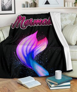 Mermaid Tail Funny Mermaid Lover Sherpa Fleece Blanket Gifts for Family, for Couple