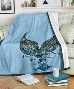 Mermaid Tail Mermaid Lover Sherpa Fleece Blanket Gifts for Family, for Couple