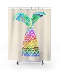 Mermaid Tail Shower Curtain Dorm Room Decor, Girl'S Bathroom