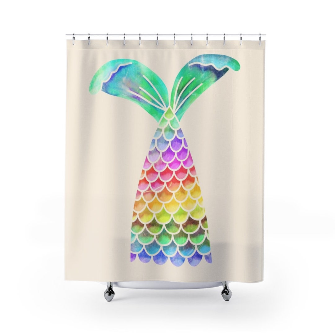 Mermaid Tail Shower Curtain Dorm Room Decor, Girl'S Bathroom