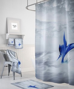 Mermaid Tail Shower Curtain, Nautical Beach Theme Bathroom Decor