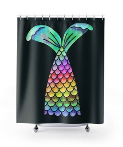 Mermaid Tale Shower Curtain Dorm Room Decor, Bathroom Decor, Girl'S Bathroom