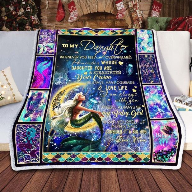 Mermaid To My Daughter Straighten Your Crown Quilt Blanket Bedding Set