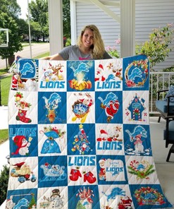Merry Chrismast Detroit Lions Christmas Collection Quilt Blanket Bedding Set