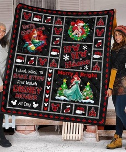 Merry Christmas Ariel Litter Mermaid Xmas Gift Quilt
