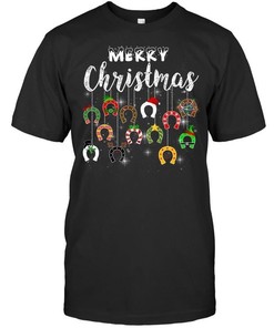Merry Christmas Horsehoes Horse Racing Lovers Polo Equestrians Holiday Noel Xmas Shirts All Over Print Shirt T-shirt