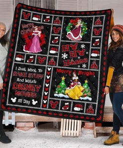 Merry Christmas Princess Belle Xmas Gift Disney Fan Quilt