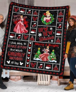 Merry Christmas Princess Cinderella Xmas Gift Quilt