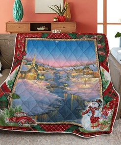 Merry Christmas Quilt Blanket Bedding Set, Christmas Gift, A Winter's Silent Night Quilt Blanket Bedding Set