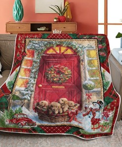 Merry Christmas Quilt Blanket Bedding Set, Christmas Gift, Christmas Gift Basket Quilt Blanket Bedding Set
