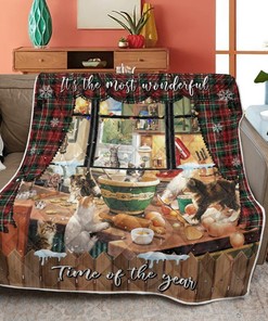 Merry Christmas Quilt Blanket Bedding Set, Christmas Gift, Christmas Night Animals Beside The Window Quilt Blanket Bedding Set