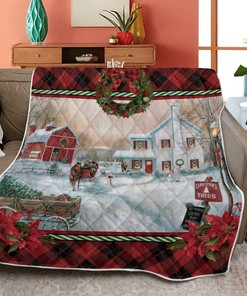 Merry Christmas Quilt Blanket Bedding Set, Christmas Gift, Christmas Tree Town Quilt Blanket Bedding Set
