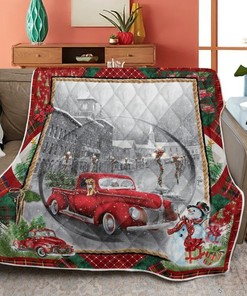 Merry Christmas Quilt Blanket Bedding Set, Christmas Gift, Holiday Ride Quilt Blanket Bedding Set