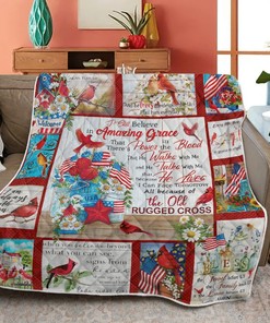 Merry Christmas Quilt Blanket Bedding Set, Christmas Gift, The Old Rugged Cross Cardinal Quilt Blanket Bedding Set