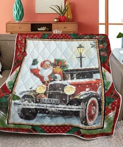 Merry Christmas Quilt Blanket Bedding Set, Christmas Santa Is Coming Quilt Blanket Bedding Set