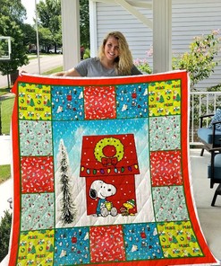 Merry Christmas Snoopy Gift Quilt Blanket Bedding Set